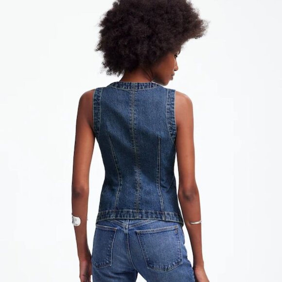 NWT Madewell Denim Crewneck Vest in Concho Wash - Size: 2 - Picture 9 of 13